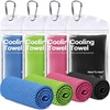 image:imageROXUN Cooling Towels 4 Pack 40x12 Chilly Ice Rags for Neck and Face  GrayBlueGreenBlack Soft Breathable Sports and Outdoor Workouts Comes with Storage Bags amp CarabinersBluepinkgreenblack