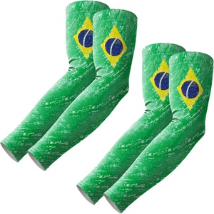 image:imageROXUN Arm Sleeves Cooling UV Sun Protection Sport Compression for Men Women  UPF50Seamless cover armsTattoocoveringLightweight amp breathabledaily wearOutdoor workBasketball BaseballMangas2 Pairs Brazil Flag