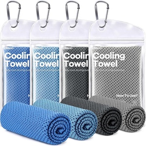 image:imageROXUN Cooling Towels 4 Pack 40x12 Chilly Ice Rags for Neck and Face  GrayBlueGreenBlack Soft Breathable Sports and Outdoor Workouts Comes with Storage Bags amp CarabinersGraydark Graybluegrayish Blue
