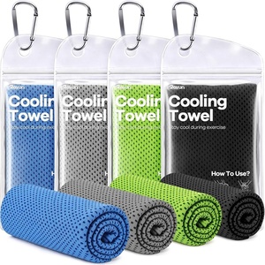 image:imageROXUN Cooling Towels 4 Pack 40x12 Chilly Ice Rags for Neck and Face  GrayBlueGreenBlack Soft Breathable Sports and Outdoor Workouts Comes with Storage Bags amp CarabinersGraybluegreenblack