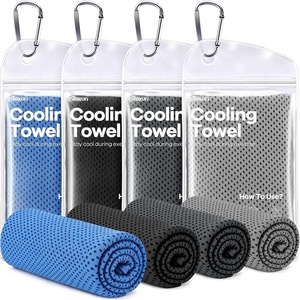 image:imageROXUN Cooling Towels 4 Pack 40x12 Chilly Ice Rags for Neck and Face  GrayBlueGreenBlack Soft Breathable Sports and Outdoor Workouts Comes with Storage Bags amp CarabinersGraydark Grayblueblack