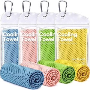 image:imageROXUN Cooling Towels 4 Pack 40x12 Chilly Ice Rags for Neck and Face  GrayBlueGreenBlack Soft Breathable Sports and Outdoor Workouts Comes with Storage Bags amp CarabinersGrayish Bluelight Pinkgreenyellow