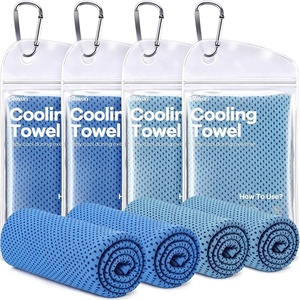 image:imageROXUN Cooling Towels 4 Pack 40x12 Chilly Ice Rags for Neck and Face  GrayBlueGreenBlack Soft Breathable Sports and Outdoor Workouts Comes with Storage Bags amp Carabiners2 Blue2 Grayish Blue
