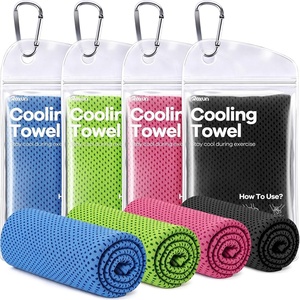 image:imageROXUN Cooling Towels 4 Pack 40x12 Chilly Ice Rags for Neck and Face  GrayBlueGreenBlack Soft Breathable Sports and Outdoor Workouts Comes with Storage Bags amp CarabinersBluepinkgreenblack