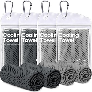 image:imageROXUN Cooling Towels 4 Pack 40x12 Chilly Ice Rags for Neck and Face  GrayBlueGreenBlack Soft Breathable Sports and Outdoor Workouts Comes with Storage Bags amp Carabiners2 Gray2 Dark Gray