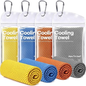 image:imageROXUN Cooling Towels 4 Pack 40x12 Chilly Ice Rags for Neck and Face  GrayBlueGreenBlack Soft Breathable Sports and Outdoor Workouts Comes with Storage Bags amp CarabinersGrayblueorangeyellow