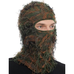 image:imageROXUN Distressed Ski Mask Balaclava Yeat Shiesty Fluffy Knitted Full Face  Highly stretchy construction01 Army Green Mixed