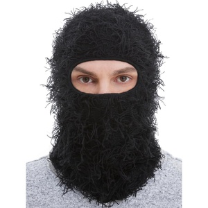 image:imageROXUN Distressed Ski Mask Balaclava Yeat Shiesty Fluffy Knitted Full Face  Highly stretchy construction01 Black