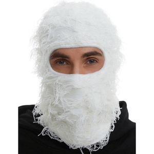 image:imageROXUN Distressed Ski Mask Balaclava Yeat Shiesty Fluffy Knitted Full Face  Highly stretchy construction01 Off White