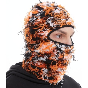 image:imageROXUN Distressed Ski Mask Balaclava Yeat Shiesty Fluffy Knitted Full Face  Highly stretchy construction01 Orange Mixed