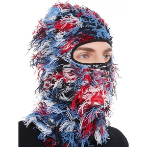 image:imageROXUN Distressed Ski Mask Balaclava Yeat Shiesty Fluffy Knitted Full Face  Highly stretchy construction01 Red Blue