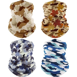 image:imageROXUN Neck Gaiter 4 Pack Summer Cooling Breathable Face Mask for Outdoors  Stretch Moisture Wicking UPF 50 Wind Dust UV Protection 95 Polyester 5 Spandex Quick Dry amp WashableInkwash Bluesand Camomaplepixel Camo