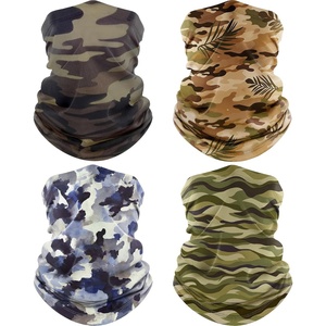 image:imageROXUN Neck Gaiter 4 Pack Summer Cooling Breathable Face Mask for Outdoors  Stretch Moisture Wicking UPF 50 Wind Dust UV Protection 95 Polyester 5 Spandex Quick Dry amp WashableCamoinkwash Bluetropical Leafwave Green