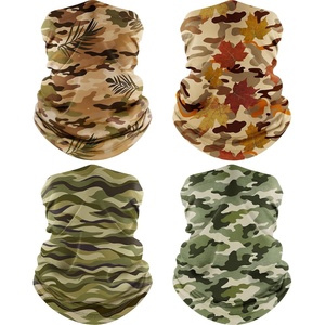 image:imageROXUN Neck Gaiter 4 Pack Summer Cooling Breathable Face Mask for Outdoors  Stretch Moisture Wicking UPF 50 Wind Dust UV Protection 95 Polyester 5 Spandex Quick Dry amp WashableTropical Leafwave Greenmaplewoodland Camo