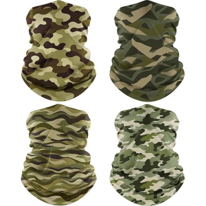 image:imageROXUN Neck Gaiter 4 Pack Summer Cooling Breathable Face Mask for Outdoors  Stretch Moisture Wicking UPF 50 Wind Dust UV Protection 95 Polyester 5 Spandex Quick Dry amp WashableWave Greengreen Camosquare Camowoodland Camo