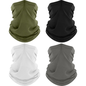 image:imageROXUN Neck Gaiter 4 Pack Summer Cooling Breathable Face Mask for Outdoors  Stretch Moisture Wicking UPF 50 Wind Dust UV Protection 95 Polyester 5 Spandex Quick Dry amp WashableBlackgraywhitearmy Green