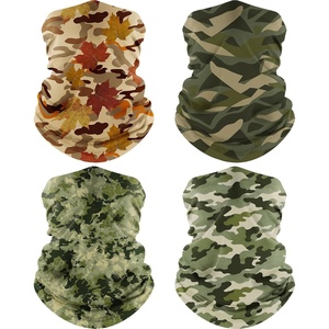 image:imageROXUN Neck Gaiter 4 Pack Summer Cooling Breathable Face Mask for Outdoors  Stretch Moisture Wicking UPF 50 Wind Dust UV Protection 95 Polyester 5 Spandex Quick Dry amp WashableMaplemossysquare Camowoodland Camo