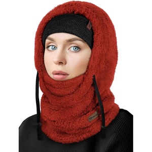 image:imageROXUN Ski Mask Fleece Balaclava Windproof Face Mask Winter Warm Neck Cover  Adjustable Drawstring Windproof thermal fleece mask One size fits adults Full winter neck coverageRed