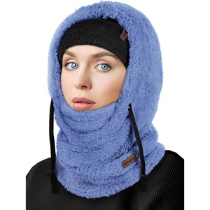 image:imageROXUN Ski Mask Fleece Balaclava Windproof Face Mask Winter Warm Neck Cover  Adjustable Drawstring Windproof thermal fleece mask One size fits adults Full winter neck coverageCerulean