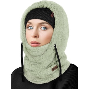 image:imageROXUN Ski Mask Fleece Balaclava Windproof Face Mask Winter Warm Neck Cover  Adjustable Drawstring Windproof thermal fleece mask One size fits adults Full winter neck coverageLight Green