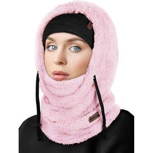 image:imageROXUN Ski Mask Fleece Balaclava Windproof Face Mask Winter Warm Neck Cover  Adjustable Drawstring Windproof thermal fleece mask One size fits adults Full winter neck coverageBlush Pink